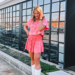 Queen of sparkles hot pink flutter sleeve shirt